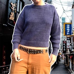 Old Navy Sandwashed Navy Blue Waffle Knit Sweater, Size S